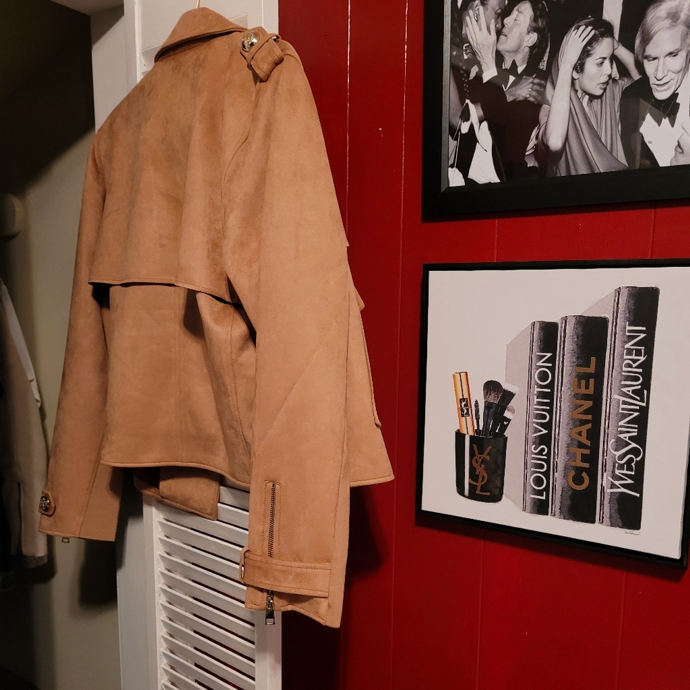 River Island Suede-Look Light Tan Leather Jacket